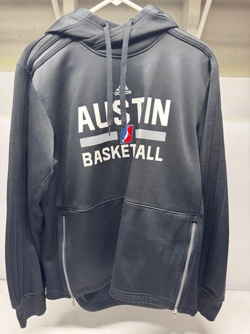 Adidas Austin Basketball Hoodie Size M Gray Climalite Sweatshirt